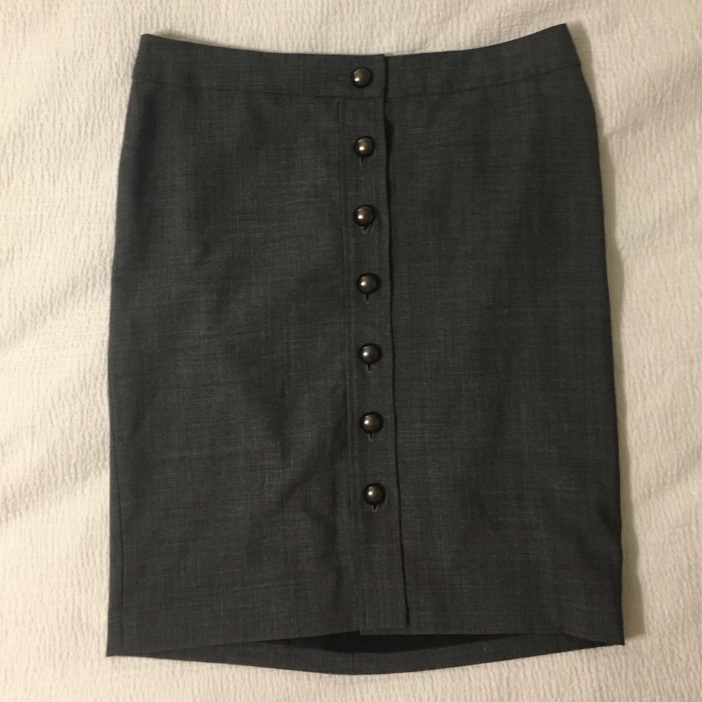 Grey button-down pencil skirt